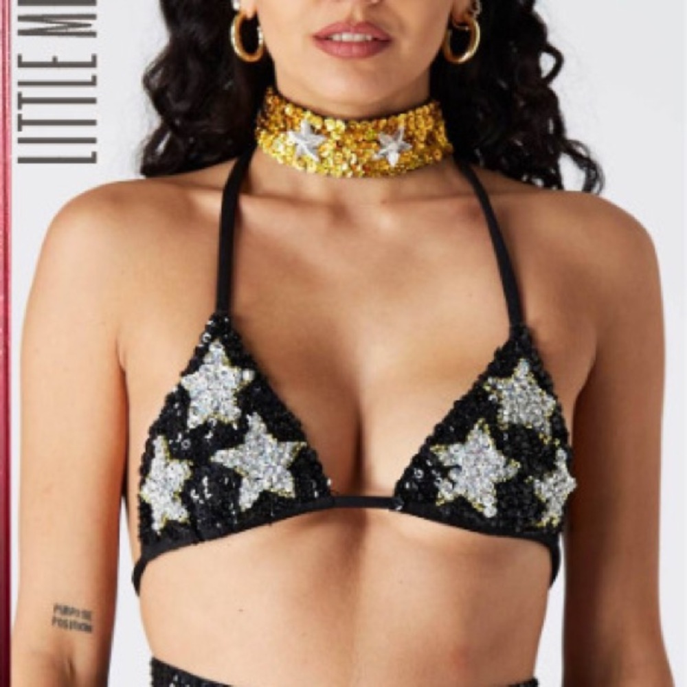 NEW Easy Tiger Stargirl Sequin Bra Top - Picture 2 of 2